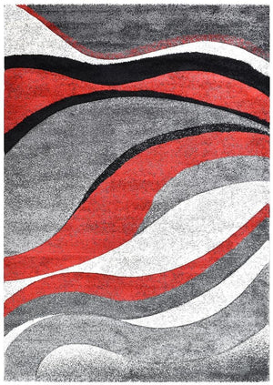 Marvel 300 Light Grey Red Rug - Floorsome - MODERN