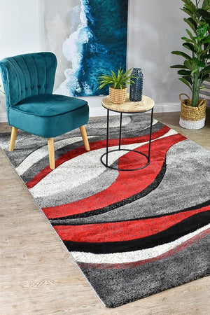 Marvel 300 Light Grey Red Rug - Floorsome - MODERN