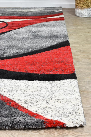 Marvel 300 Light Grey Red Rug - Floorsome - MODERN