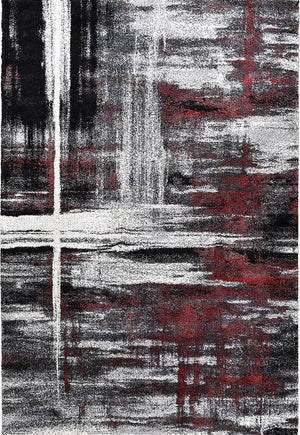 Marvel 347 Light Grey Red Rug - Floorsome - MODERN