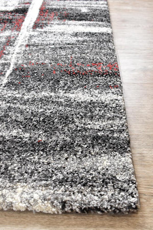 Marvel 347 Light Grey Red Rug - Floorsome - MODERN