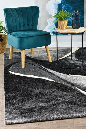 Marvel 37 Dark Grey White Rug - Floorsome - MODERN