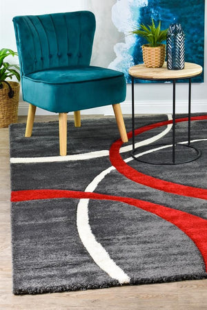 Marvel 798 Dark Grey Red Rug - Floorsome - MODERN