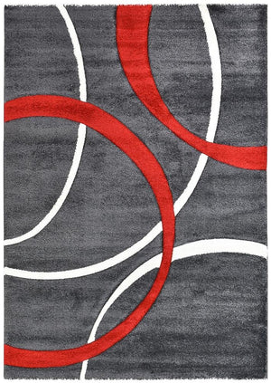 Marvel 798 Dark Grey Red Rug - Floorsome - MODERN