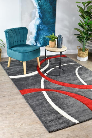 Marvel 798 Dark Grey Red Rug - Floorsome - MODERN