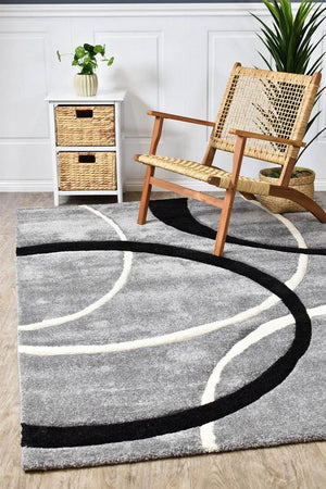 Marvel 798 Light Grey Black Rug - Floorsome - MODERN