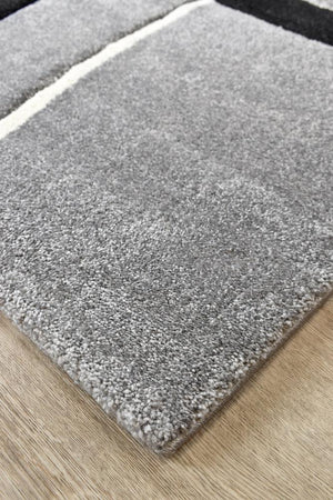 Marvel 798 Light Grey Black Rug - Floorsome - MODERN