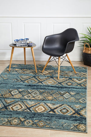 Mayfair Contrast Blue Rug - Floorsome - Traditional