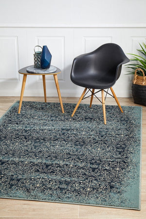 Mayfair Edge Denim Rug - Floorsome - Traditional