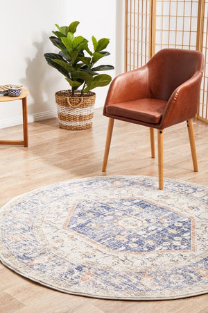 Mayfair Lorissa Blue Round Rug - Floorsome - MAYFAIR COLLECTION