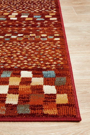 Mayfair Squares Rust Rug - Floorsome - Traditional