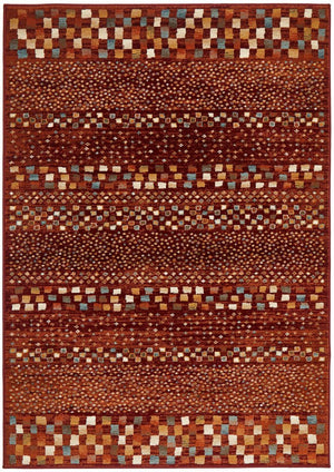 Mayfair Squares Rust Rug - Floorsome - Traditional