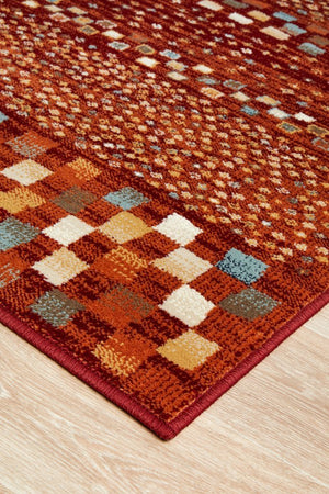 Mayfair Squares Rust Rug - Floorsome - Traditional