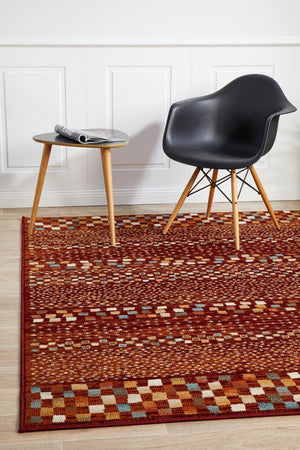 Mayfair Squares Rust Rug - Floorsome - Traditional