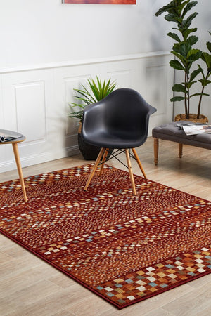 Mayfair Squares Rust Rug - Floorsome - Traditional