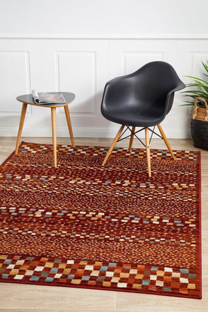 Mayfair Squares Rust Rug - Floorsome - Traditional