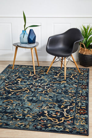 Mayfair Stem Navy Rug - Floorsome - Traditional