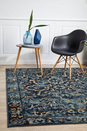 Mayfair Stem Navy Rug - Floorsome - Traditional