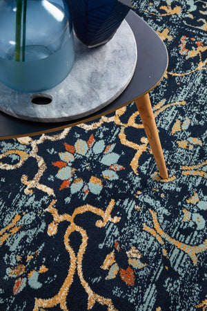 Mayfair Stem Navy Rug - Floorsome - Traditional