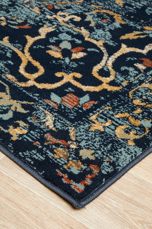 Mayfair Stem Navy Rug - Floorsome - Traditional