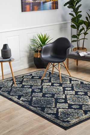 Mayfair Timeline Navy Rug - Floorsome - Traditional