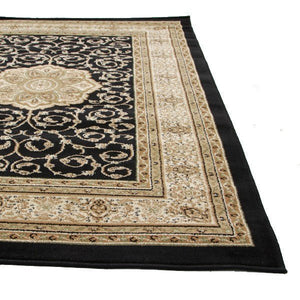 Medallion Classic Design Rug Black - Floorsome - Traditional