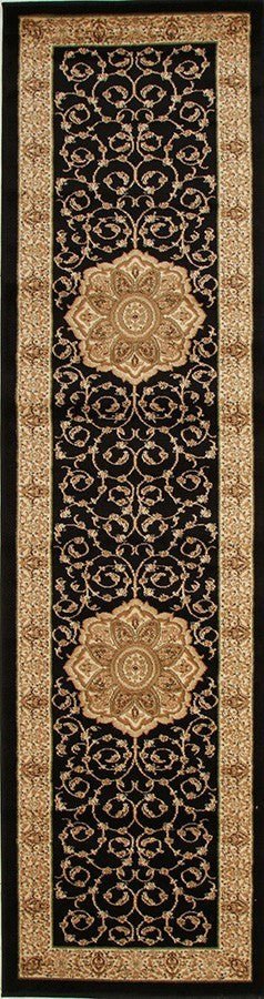 Medallion Classic Design Runner Rug Black - Floorsome - Traditional