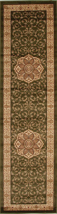 Medallion Classic Design Runner Rug Green - Floorsome - Traditional