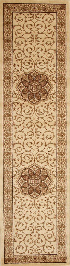 Medallion Classic Design Runner Rug Ivory - Floorsome - Traditional