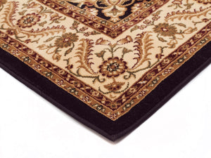 Medallion Rug Black with Ivory Border Runner - Floorsome - Traditional