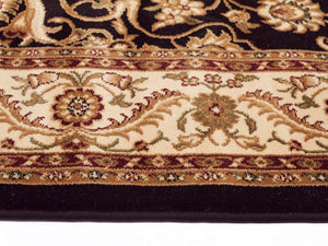 Medallion Rug Black with Ivory Border Runner - Floorsome - Traditional