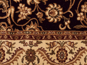 Medallion Rug Black with Ivory Border Runner - Floorsome - Traditional