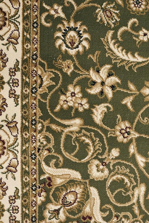 Medallion Rug Green with Ivory Border - Floorsome - Traditional