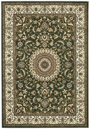 Medallion Rug Green with Ivory Border - Floorsome - Traditional