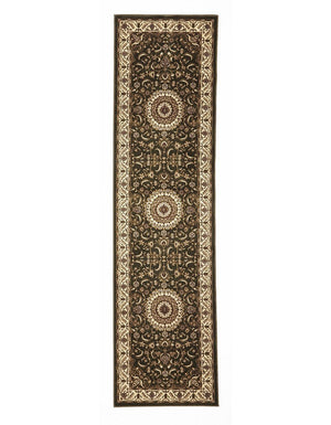 Medallion Rug Green with Ivory Border Runner - Floorsome - Traditional