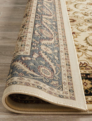 Medallion Rug Ivory with Black Border - Floorsome - Traditional