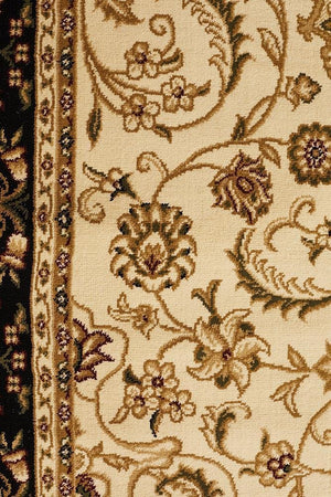 Medallion Rug Ivory with Black Border - Floorsome - Traditional