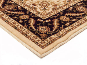 Medallion Rug Ivory with Black Border Runner - Floorsome - Traditional