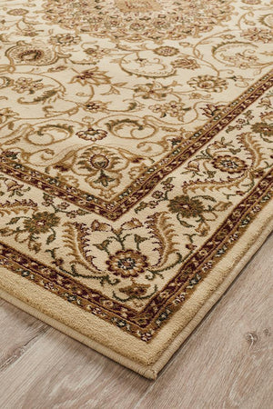 Medallion Rug Ivory with Ivory Border - Floorsome - Traditional