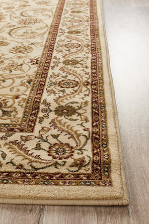 Medallion Rug Ivory with Ivory Border - Floorsome - Traditional