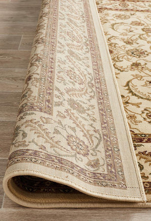 Medallion Rug Ivory with Ivory Border - Floorsome - Traditional