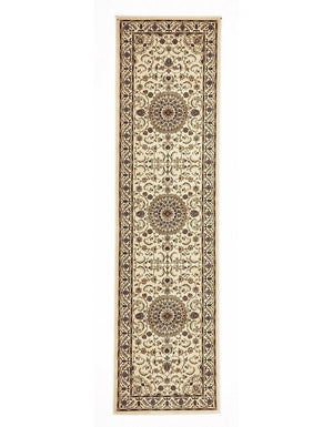 Medallion Rug Ivory with Ivory Border Runner - Floorsome - Traditional