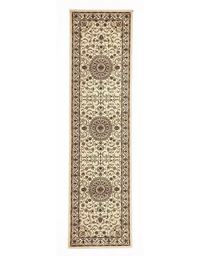 Medallion Rug Ivory with Ivory Border Runner