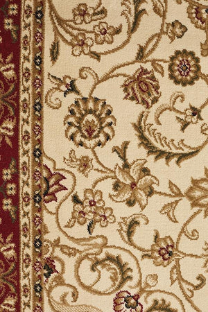 Medallion Rug Ivory with Red Border - Floorsome - Traditional