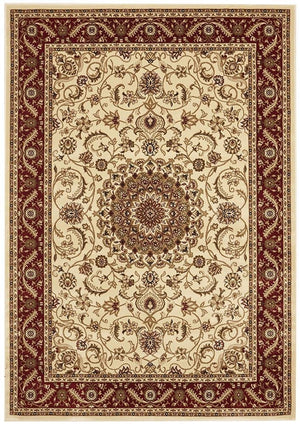 Medallion Rug Ivory with Red Border - Floorsome - Traditional