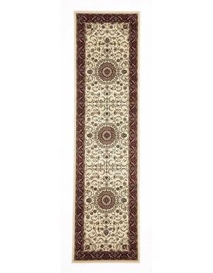 Medallion Rug Ivory with Red Border Runner - Floorsome - Traditional