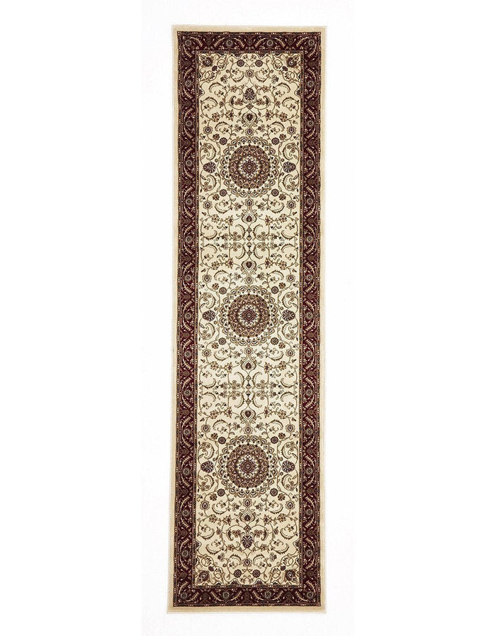 Medallion Rug Ivory with Red Border Runner