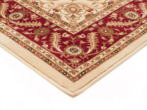 Medallion Rug Ivory with Red Border Runner - Floorsome - Traditional