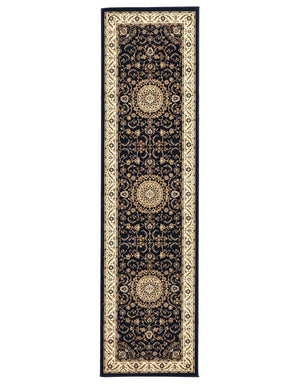 Medallion Rug Navy with Ivory Border Runner - Floorsome - Traditional