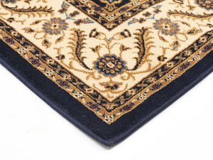 Medallion Rug Navy with Ivory Border Runner - Floorsome - Traditional